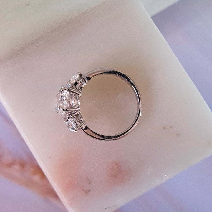Three Stone Oval Moissanite Ring