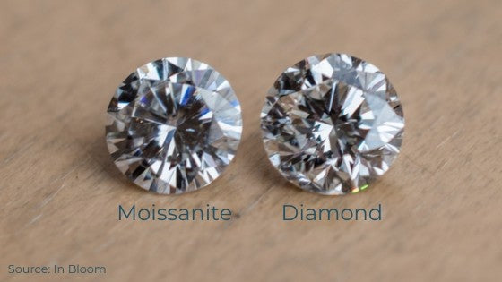 Diamond next to moissanite Clearance