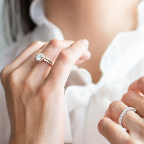 Round Halo Micropavé Moissanite Ring