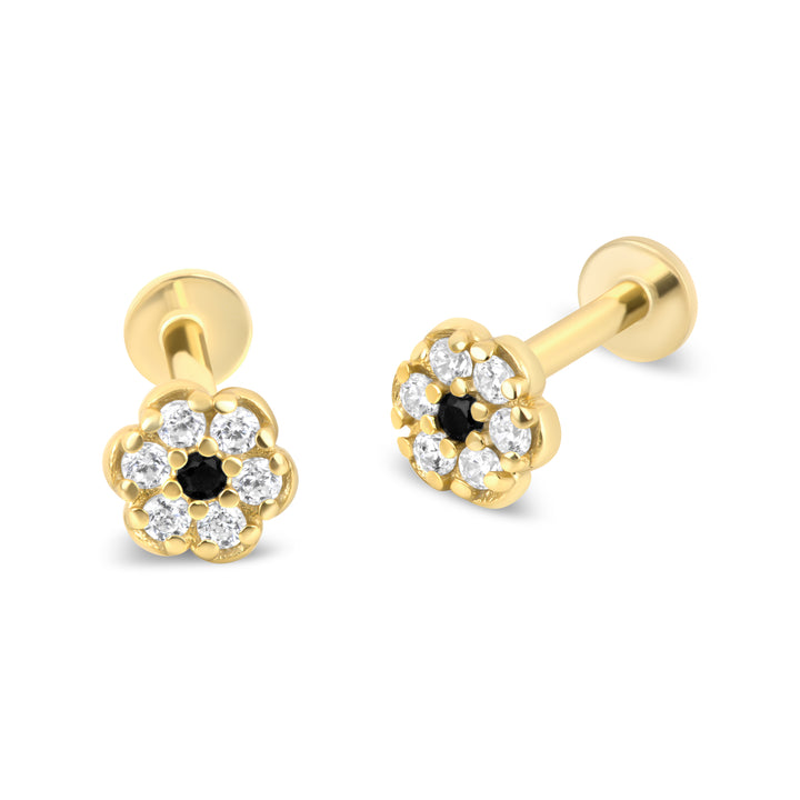 Black Bloom Flatback Stud