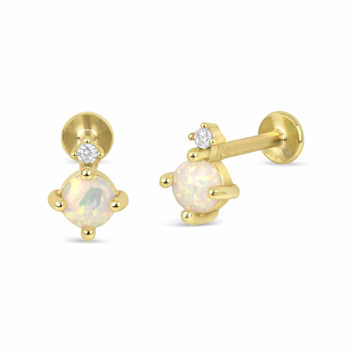 Opal Diamante Drop Flatback Stud