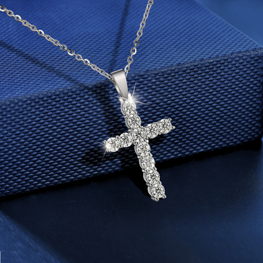 Cross Moissanite Pendant Necklace