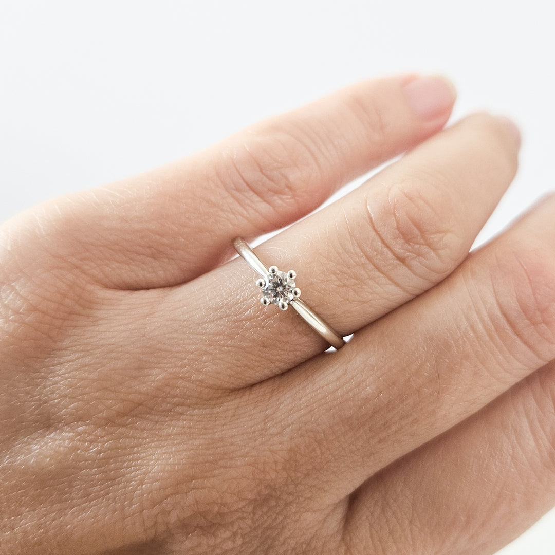 Petite Round Solitaire Moissanite Ring