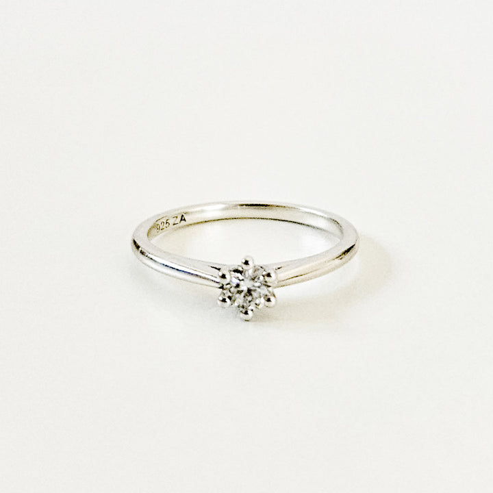 Petite Round Solitaire Moissanite Ring