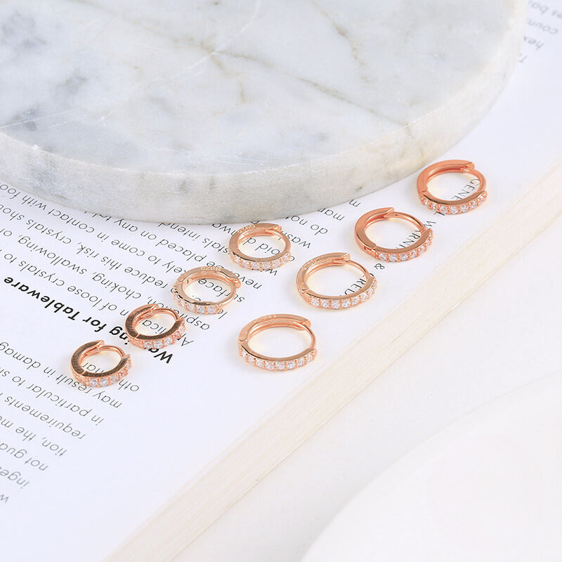 Rose Gold Micropavé Huggies (6mm)