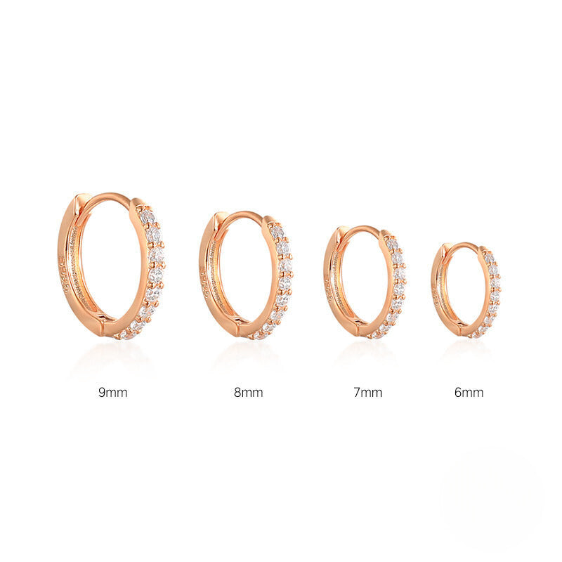 Rose Gold Micropavé Huggies (6mm)