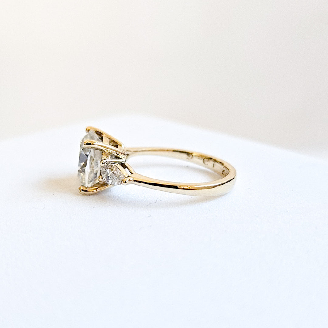 Three Stone Cushion Moissanite Ring