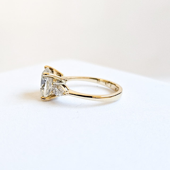 Three Stone Cushion Moissanite Ring