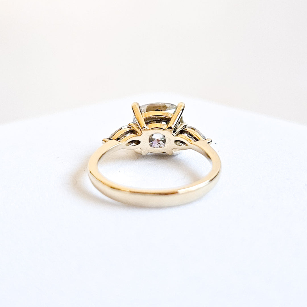 Three Stone Cushion Moissanite Ring