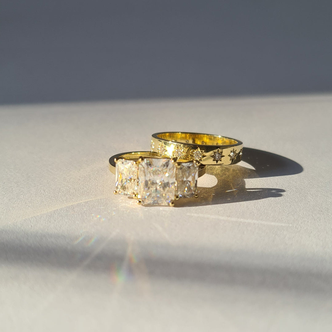 Flush Moissanite Star Band