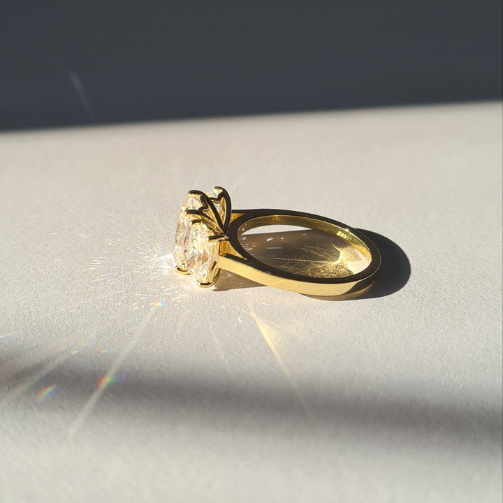 Three Stone Radiant Cut Moissanite Ring