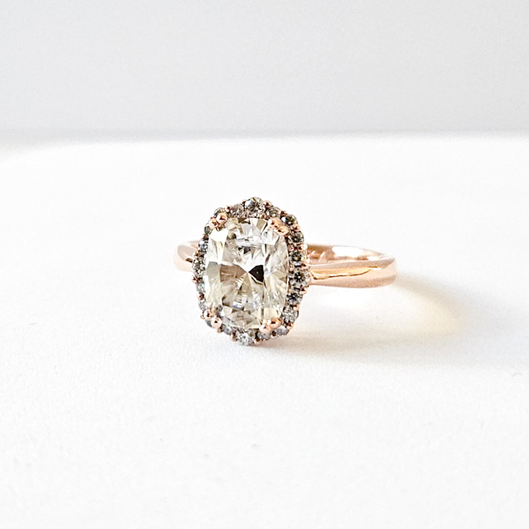 Graduated Halo Cushion Moissanite Ring