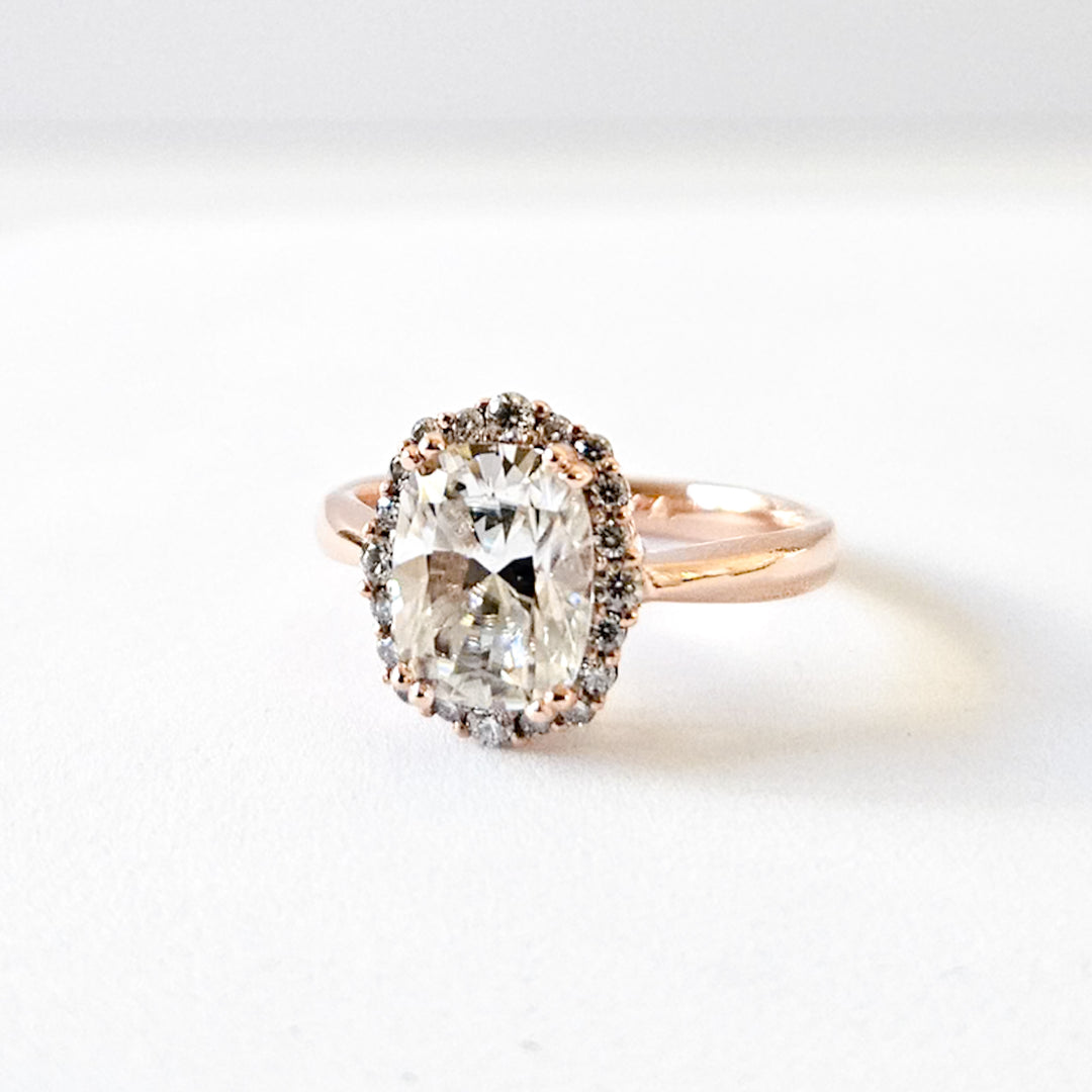 Graduated Halo Cushion Moissanite Ring