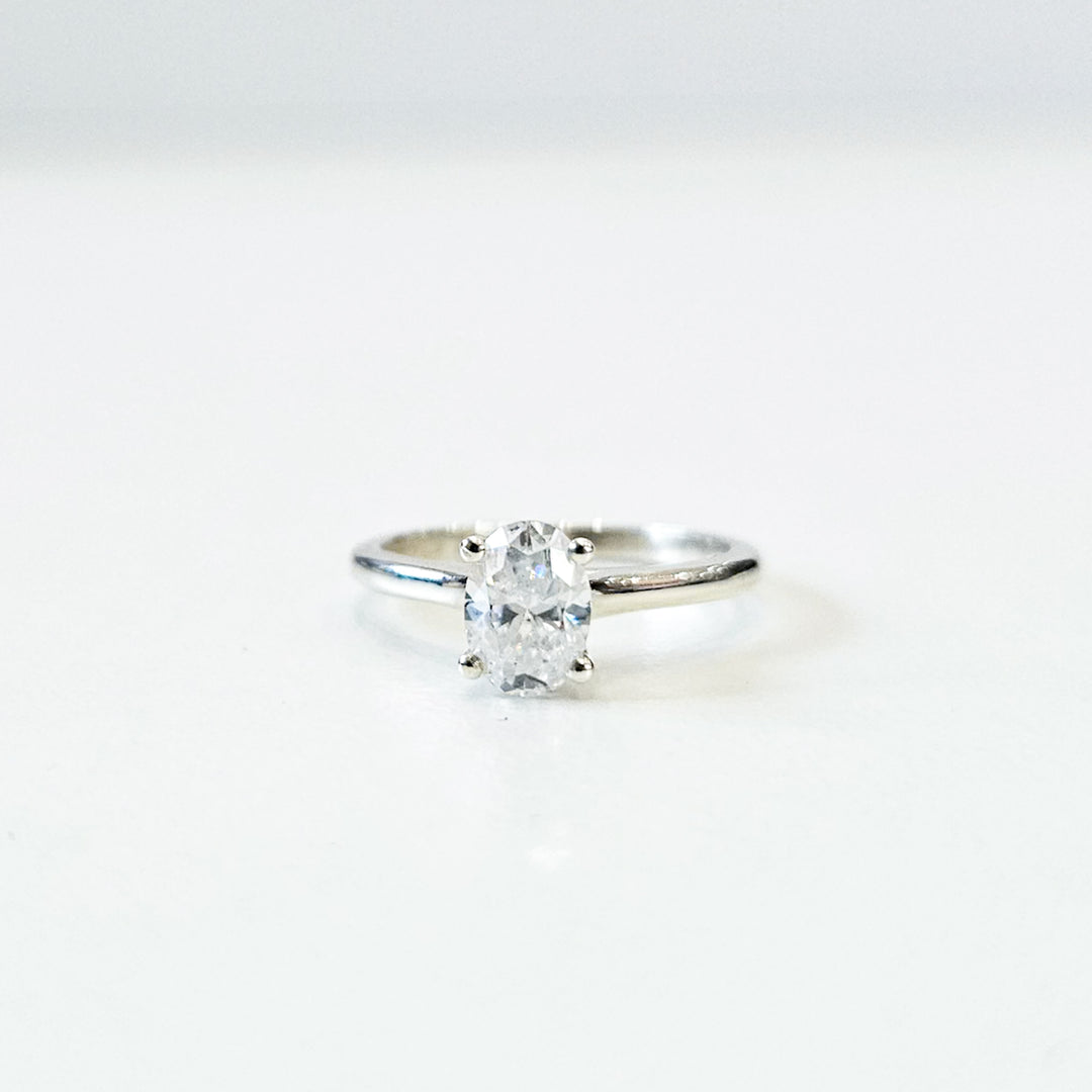 Minimalist Oval Cut Solitaire Moissanite Ring