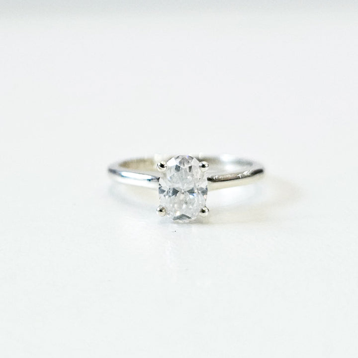 Minimalist Oval Cut Solitaire Moissanite Ring