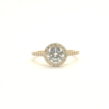 Round Halo Micropavé Moissanite Ring