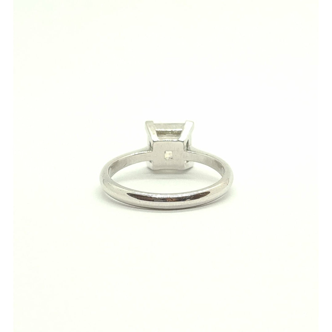 Princess cut moissanite solitaire engagement ring in white gold