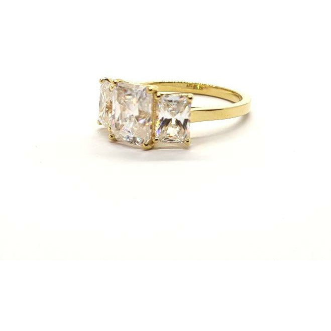 Three Stone Radiant Cut Moissanite Ring