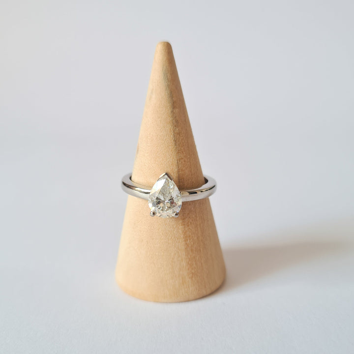Solitaire Pear Moissanite Ring