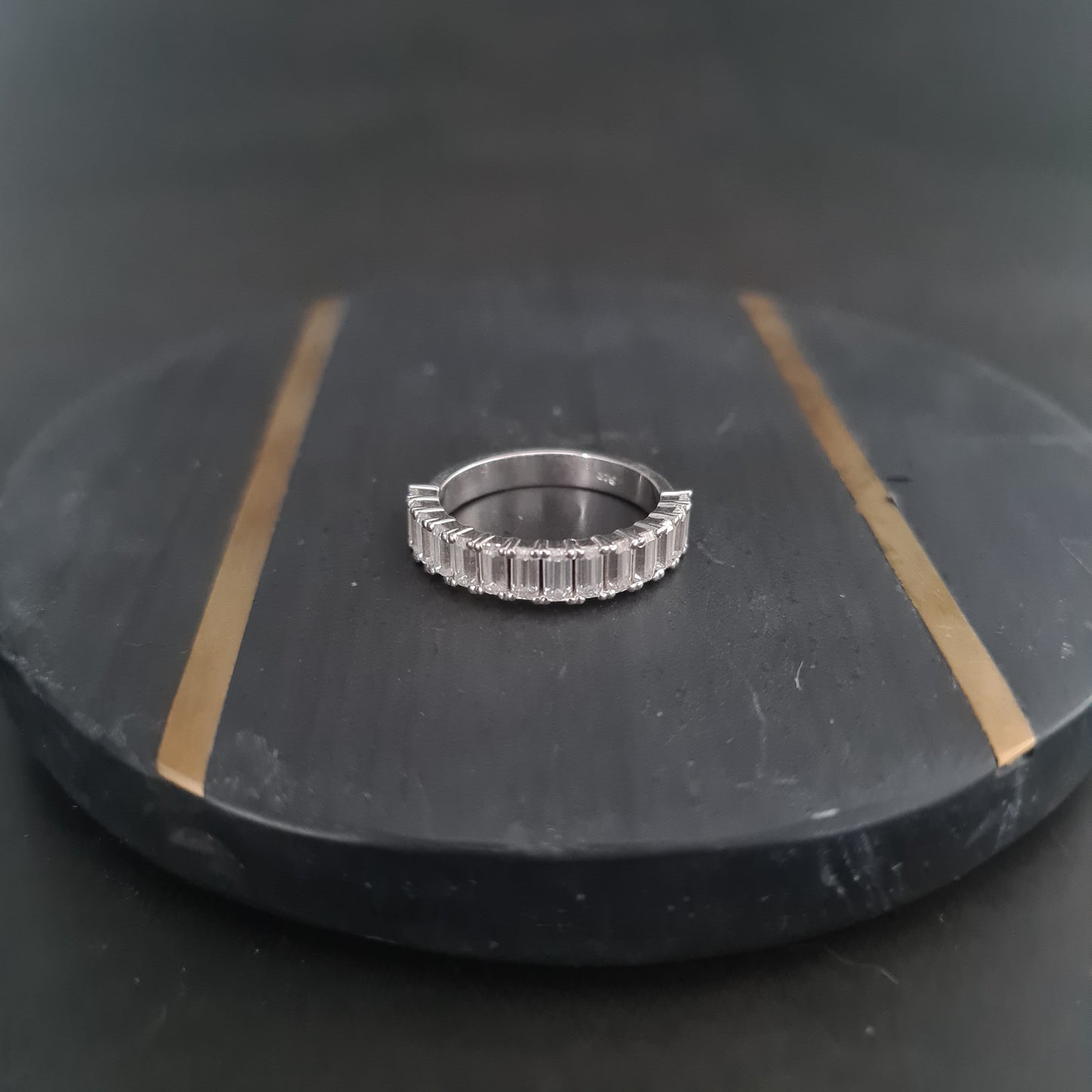 Emerald Cut Moissanite Half Eternity Ring
