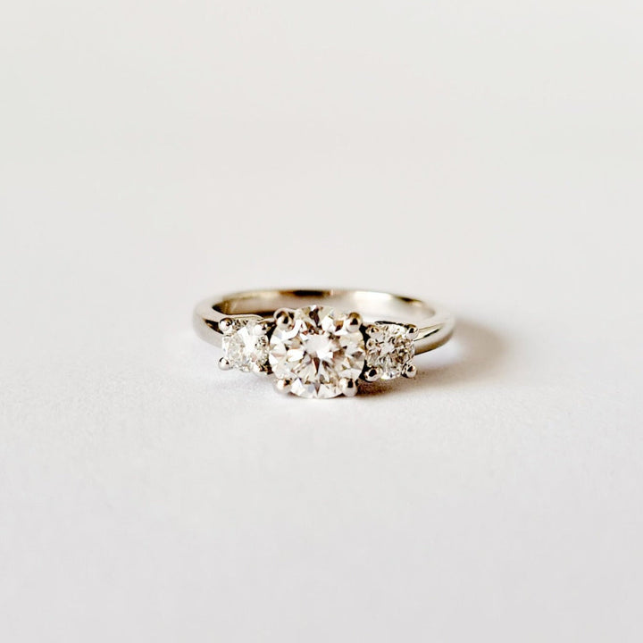 Three Stone Round Moissanite Ring