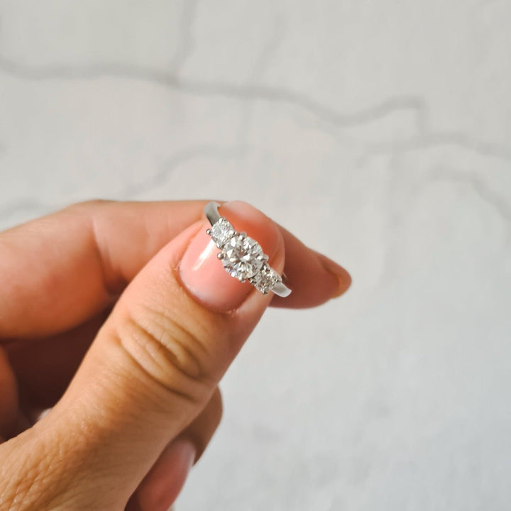 Three Stone Round Moissanite Ring