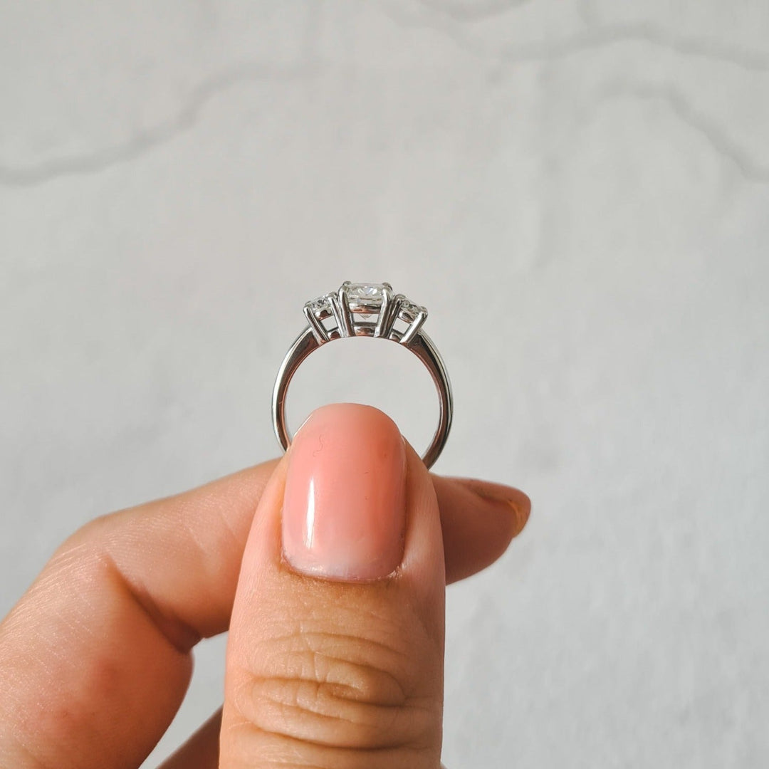 Three Stone Round Moissanite Ring