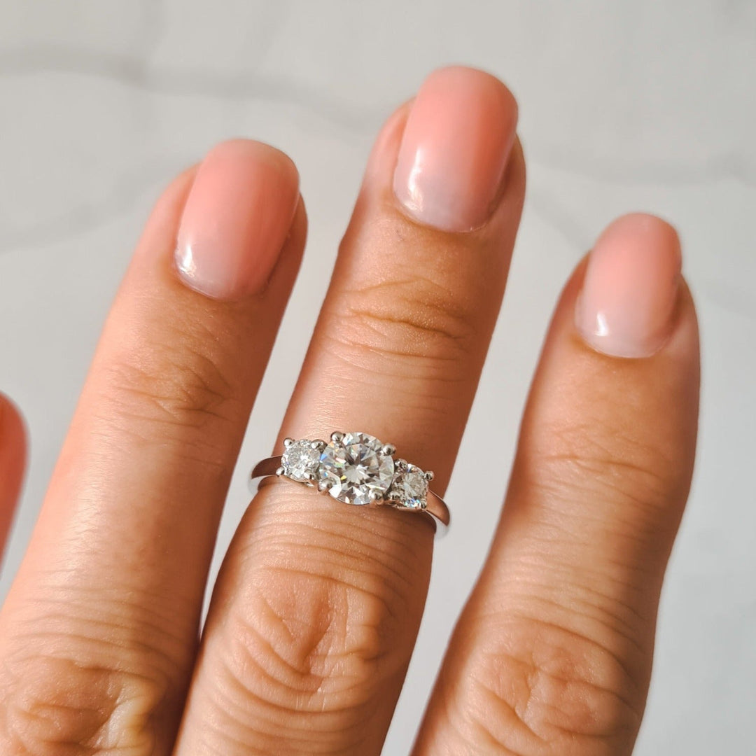 Three Stone Round Moissanite Ring