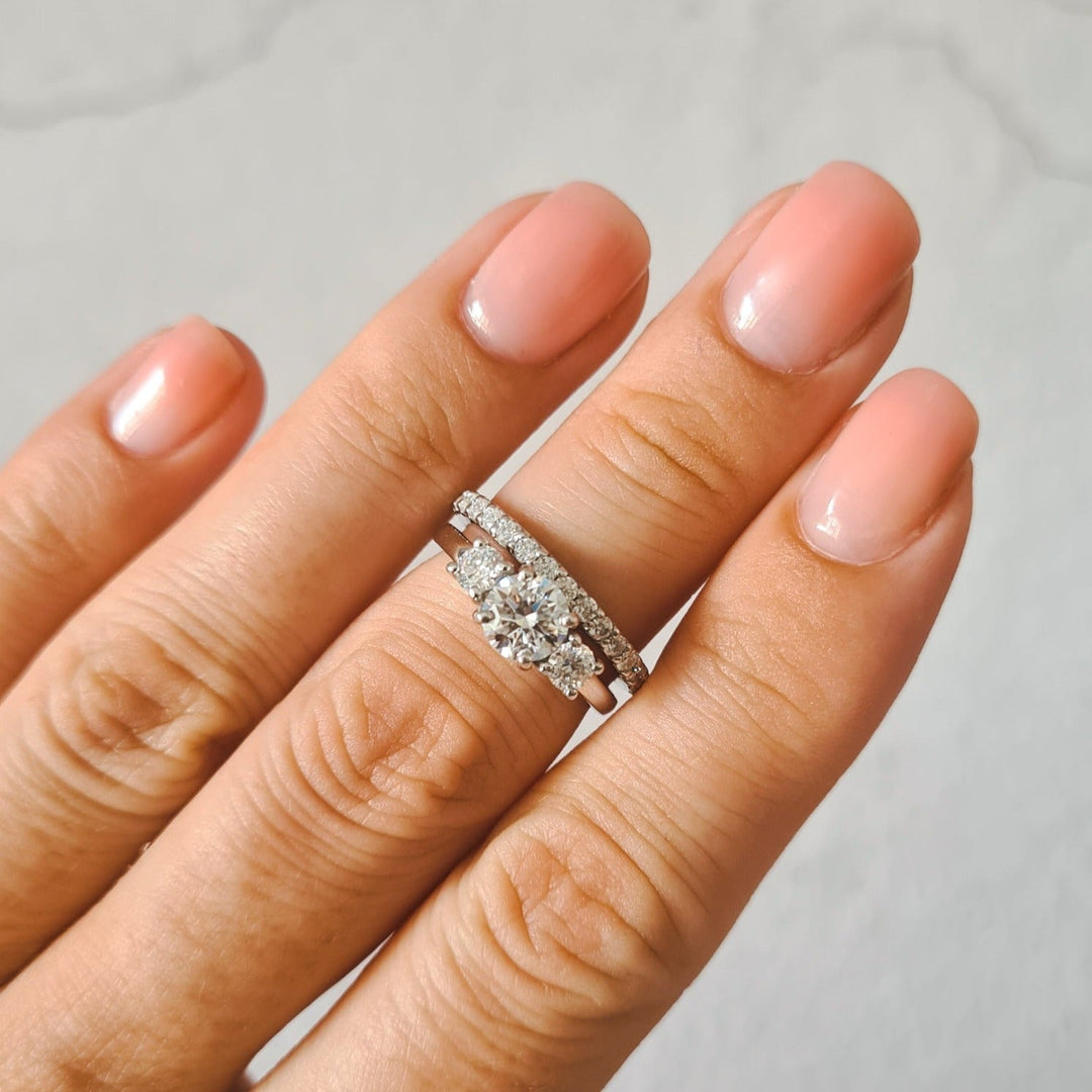 Three Stone Round Moissanite Ring