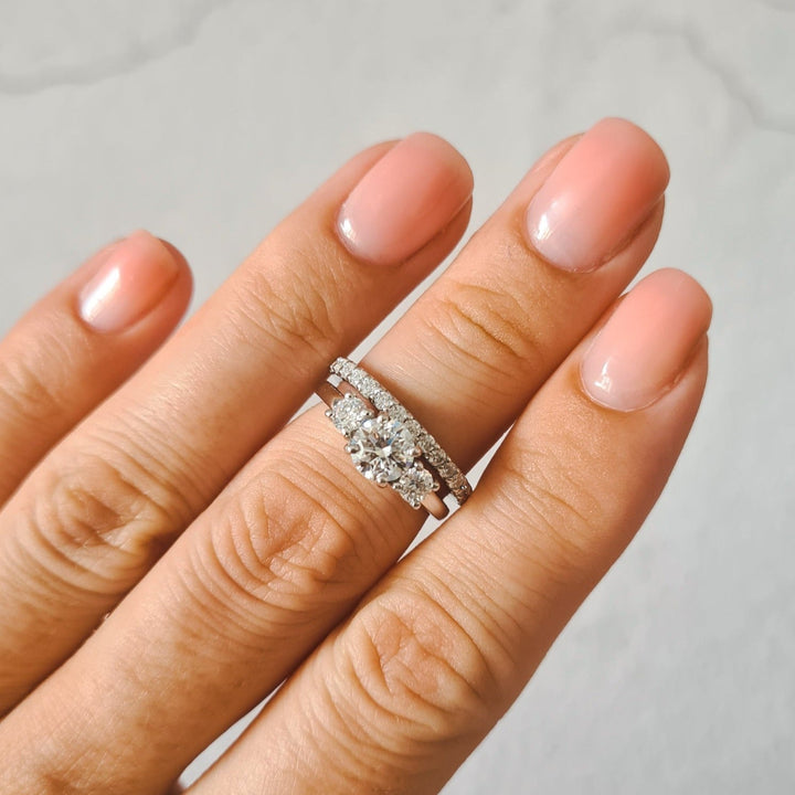 Three Stone Round Moissanite Ring