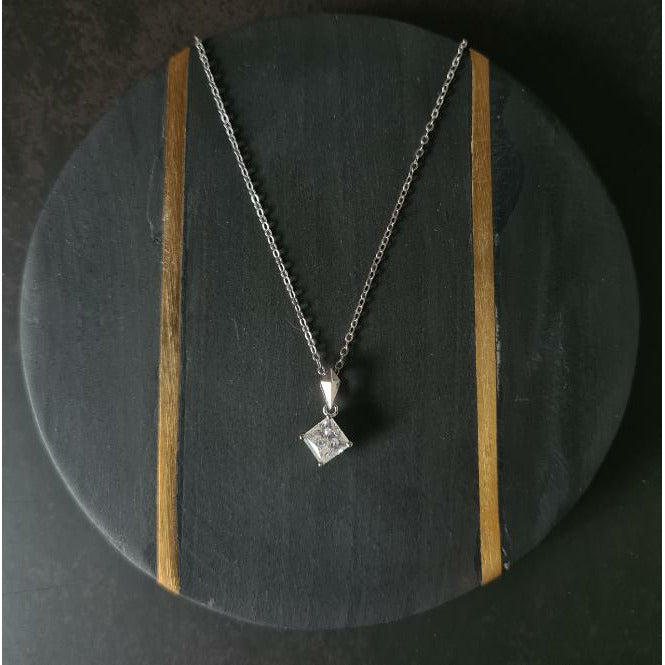 Princess Moissanite Pendant Necklace