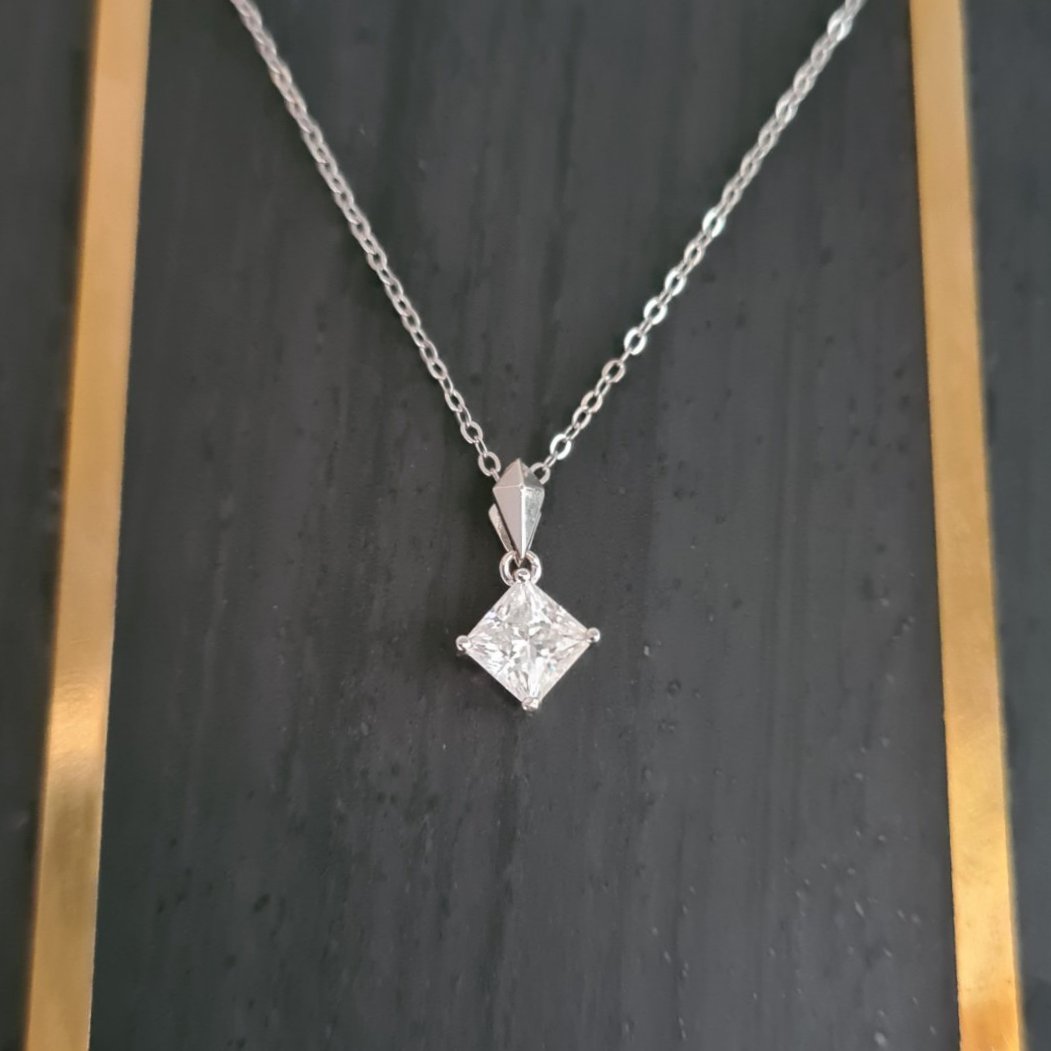 Princess Moissanite Pendant Necklace