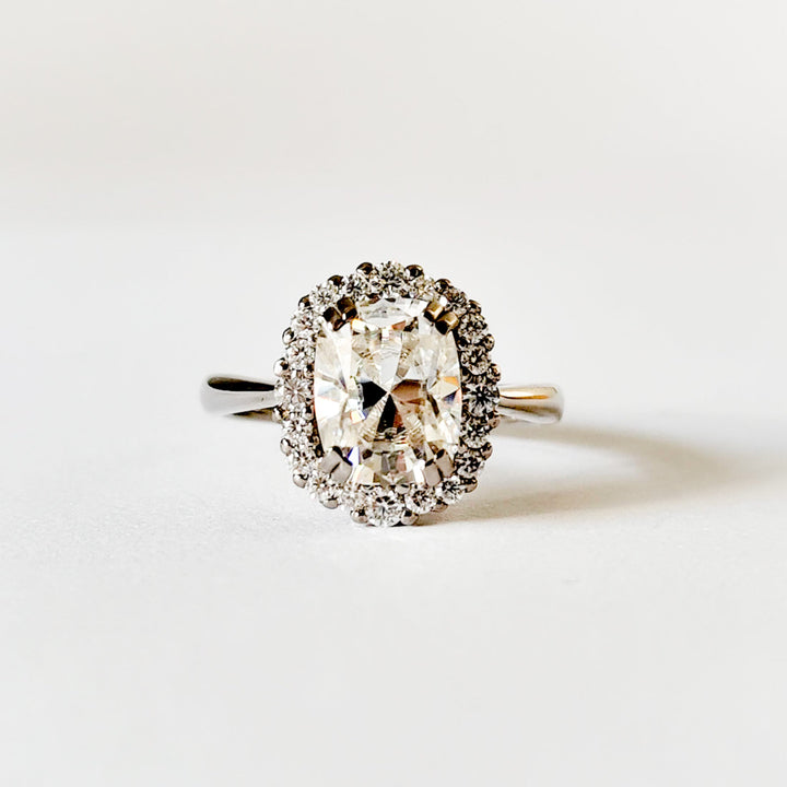 Graduated Halo Cushion Moissanite Ring