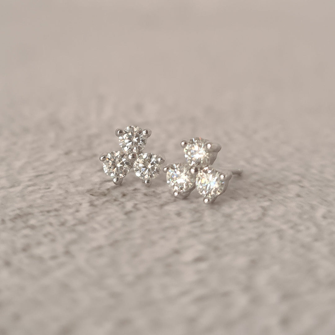 Moissanite Clover Studs