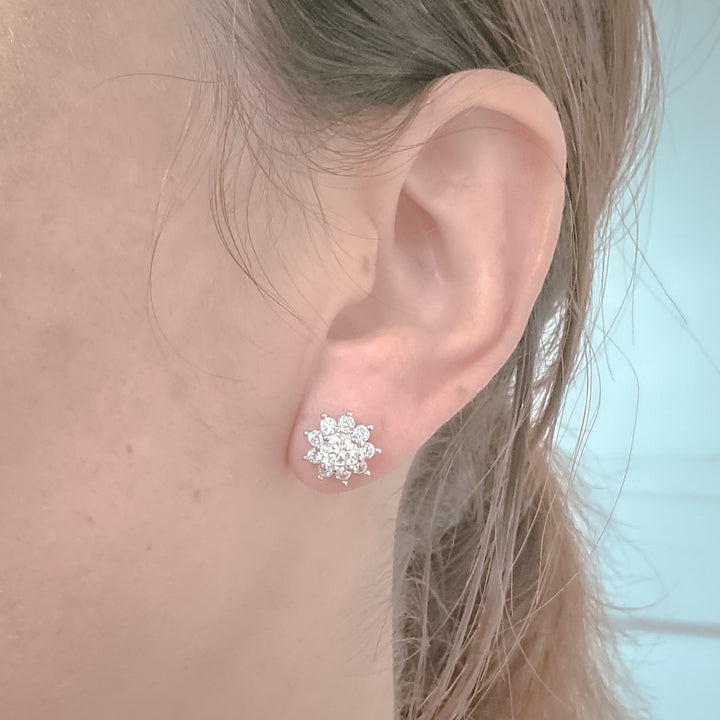 Moissanite Flower Studs