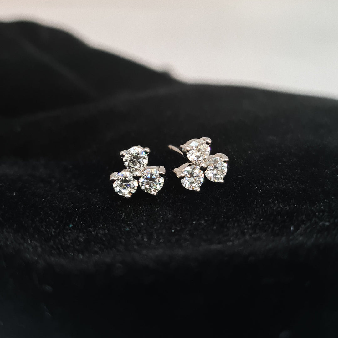 Moissanite Clover Studs