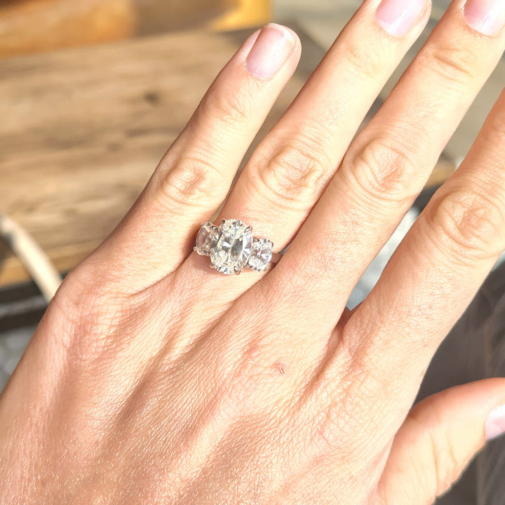 Three Stone Oval Moissanite Ring