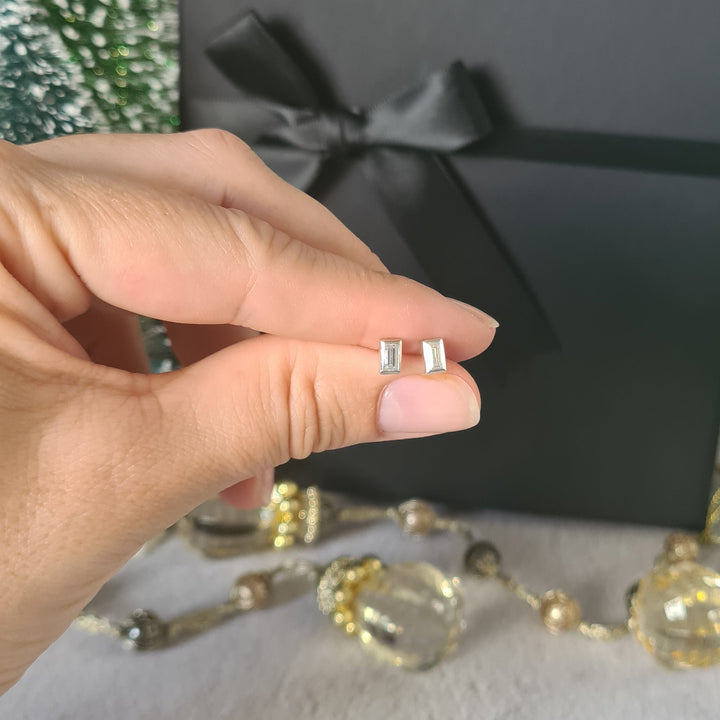 Baguette Moissanite Studs