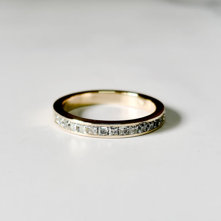 Square Channel Half Eternity Moissanite Ring