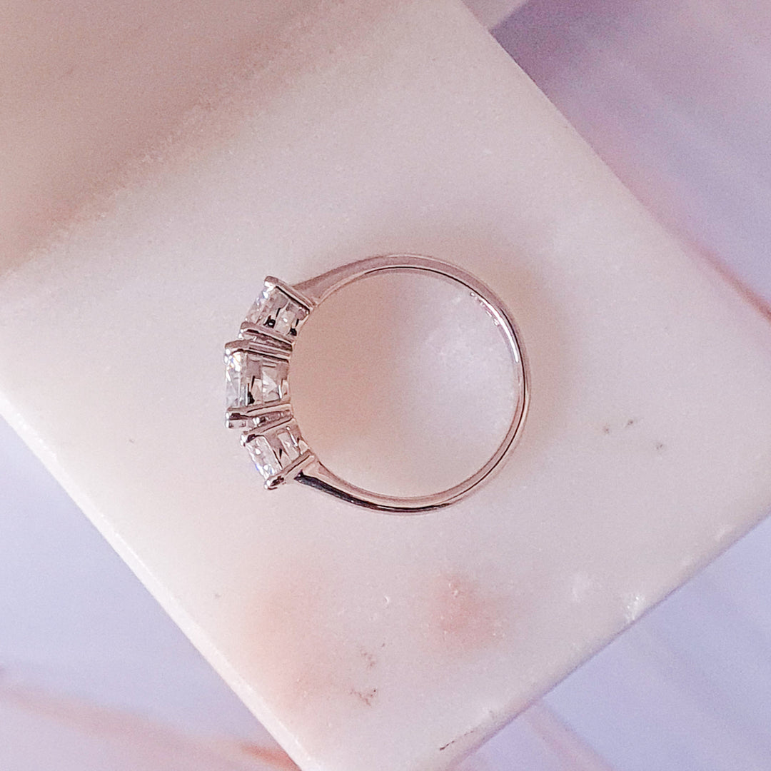 Midi Round Three Stone Moissanite Ring