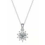 Cluster style moissanite pendant necklace set in sterling silver