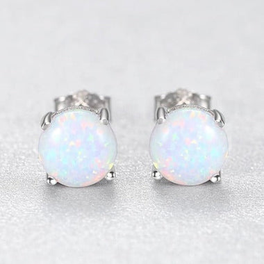 Sterling silver white opal stud earrings