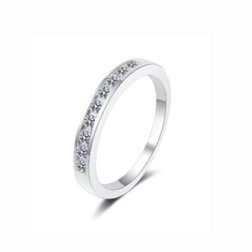 Round Channel Half Eternity Moissanite Ring