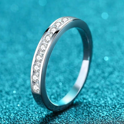 Round Channel Half Eternity Moissanite Ring