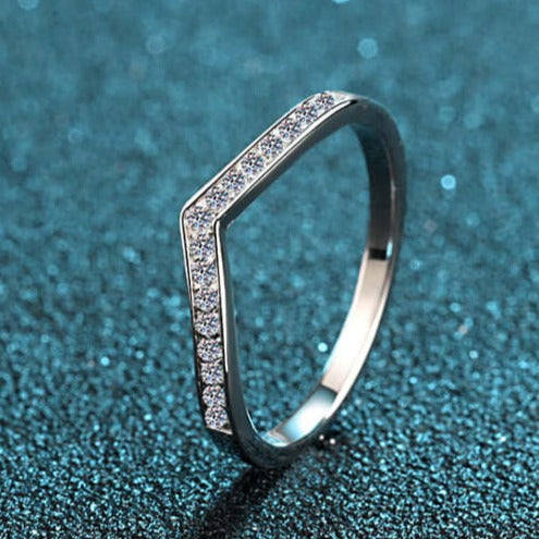 Wishbone Half Eternity Moissanite Ring in Sterling Silver