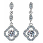 Romantic moissanite drop earrings set in sterling silver, inspired by the Bridgerton TV series.