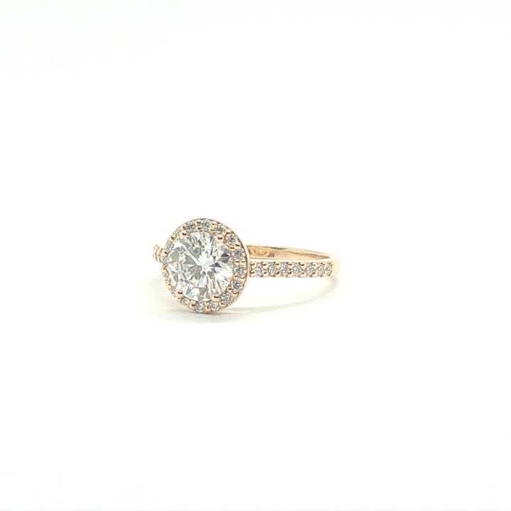 Round Halo Micropavé Moissanite Ring