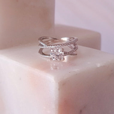Round Micropavé Multi-band Moissanite Ring