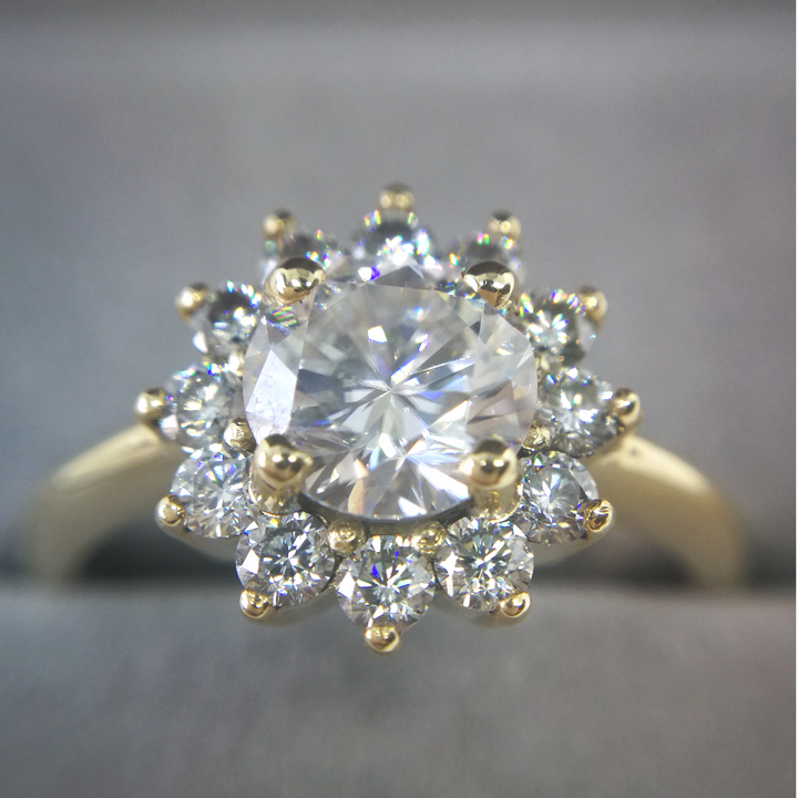 Round Moissanite Flower Ring