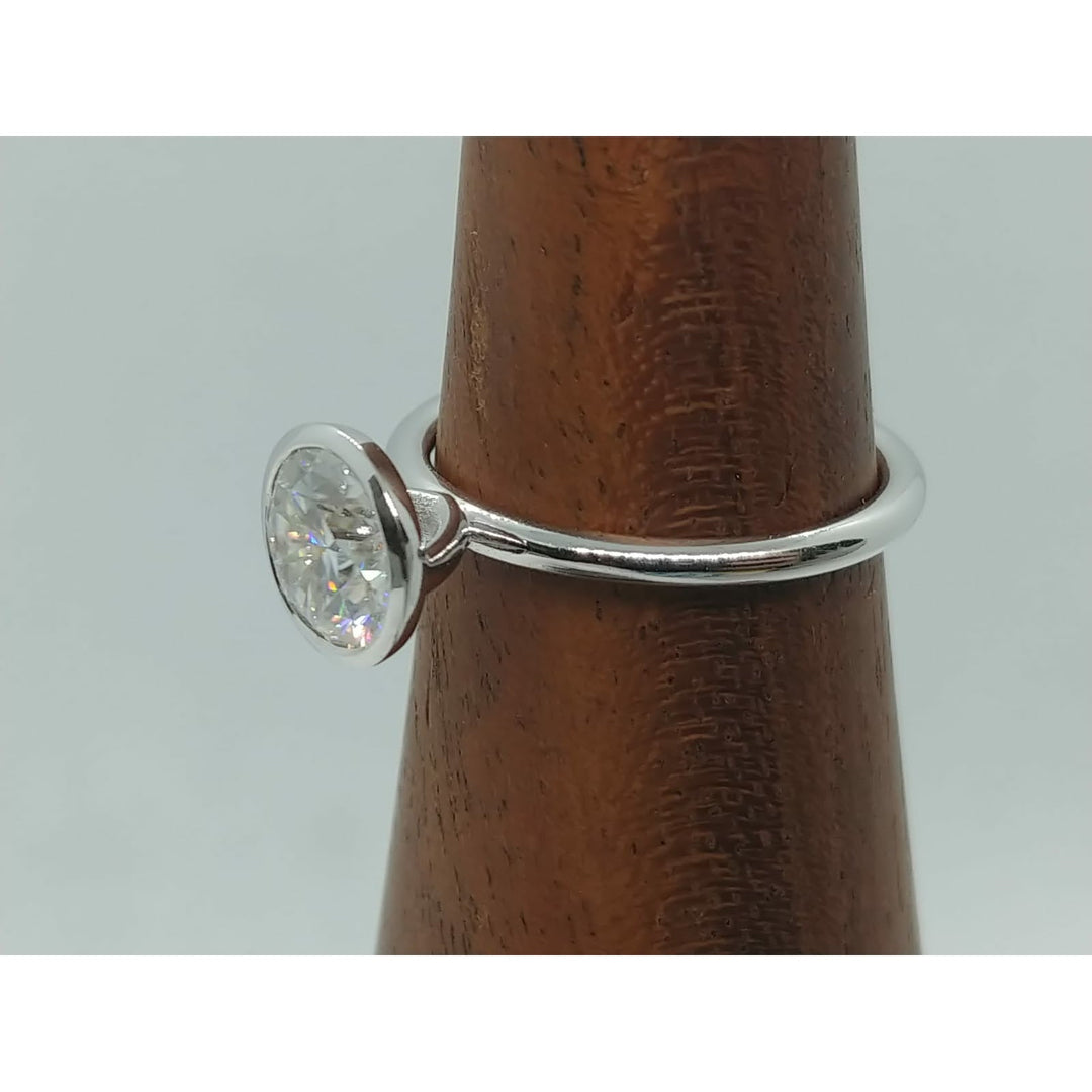 Round Bezel Solitaire Moissanite Ring